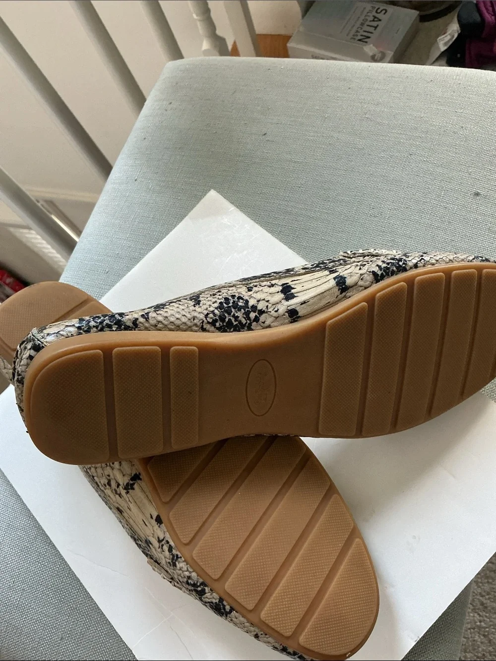Coach Women’s Snake-Print Loafers in Cream and Black with Gold Hardware
